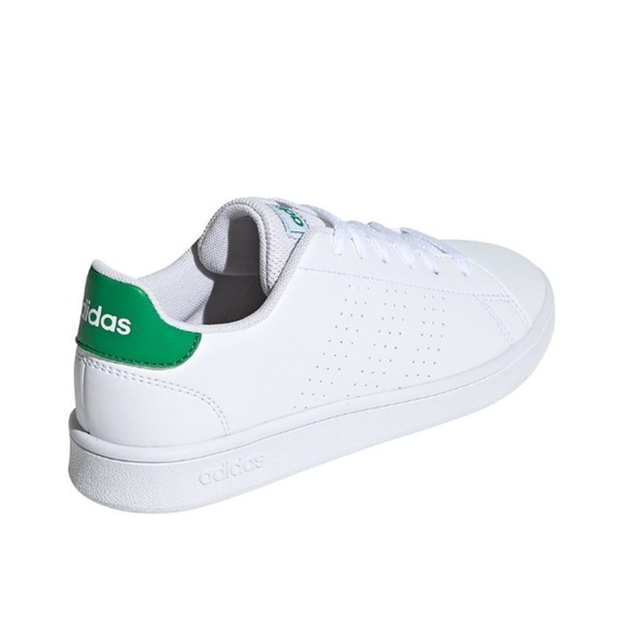 ADIDAS KIDS ADVANTAGE SNEAKER - WHITE/GREEN - SIZE BIG KID 3 (NEW WITH TAGS) - Picture 2 of 4